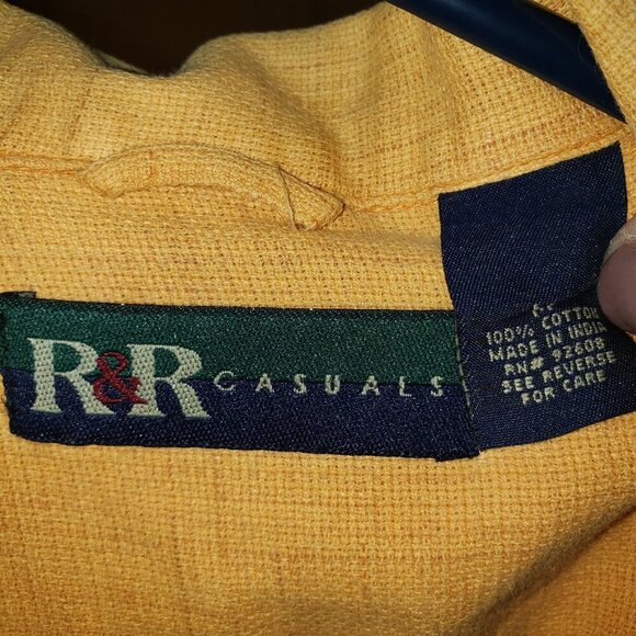 R&R Casuals Men's Cotton Weave Shirt Size M Gold Short Sleeve Button Up - Picture 5 of 5